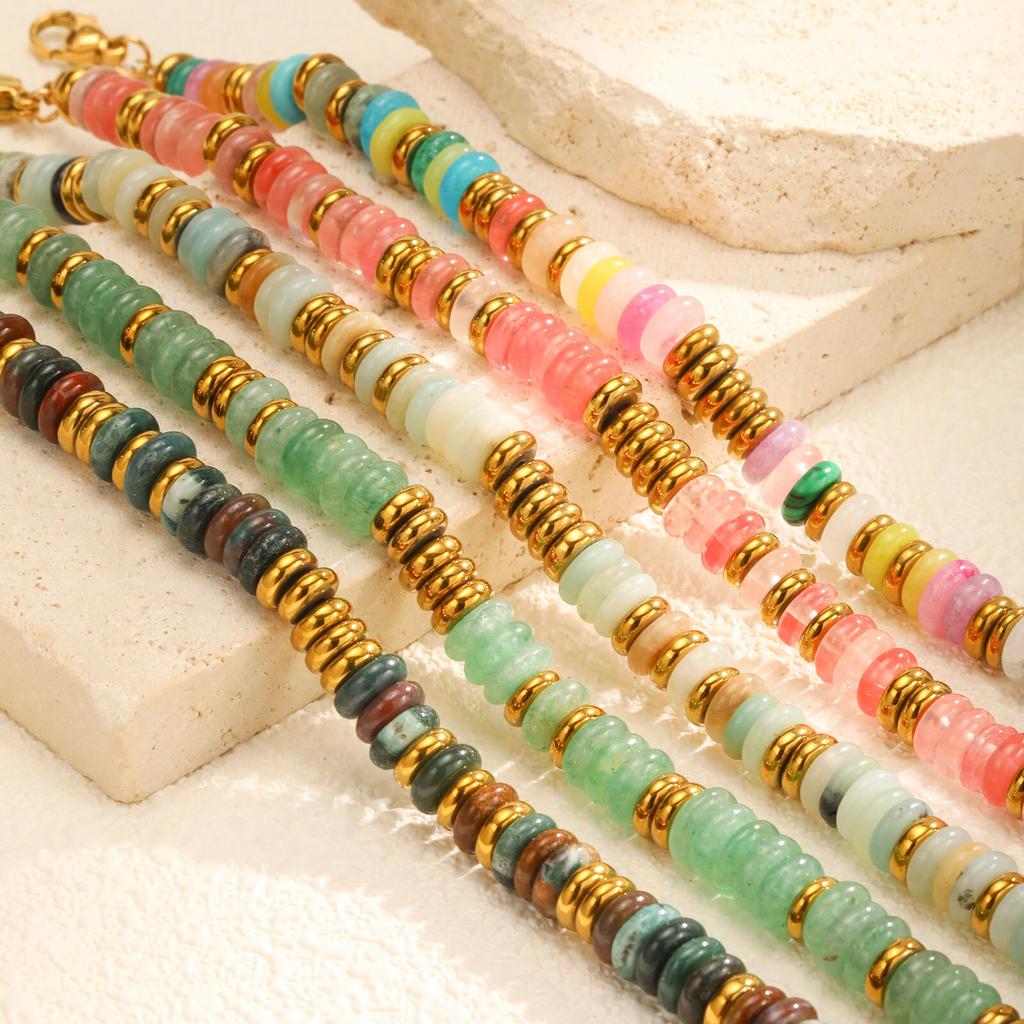 Hande-made Y2K Beaded Colorful Natural Stone Bracelet for Women, Waterproof Healing Yoga Healthy Spiritual Bracelet