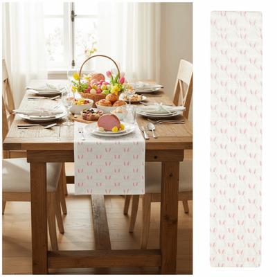Rabbit Pattern Plush Easter Table Runner Fashion Soft Table Cover Thickened Long Table Runner Restaurant