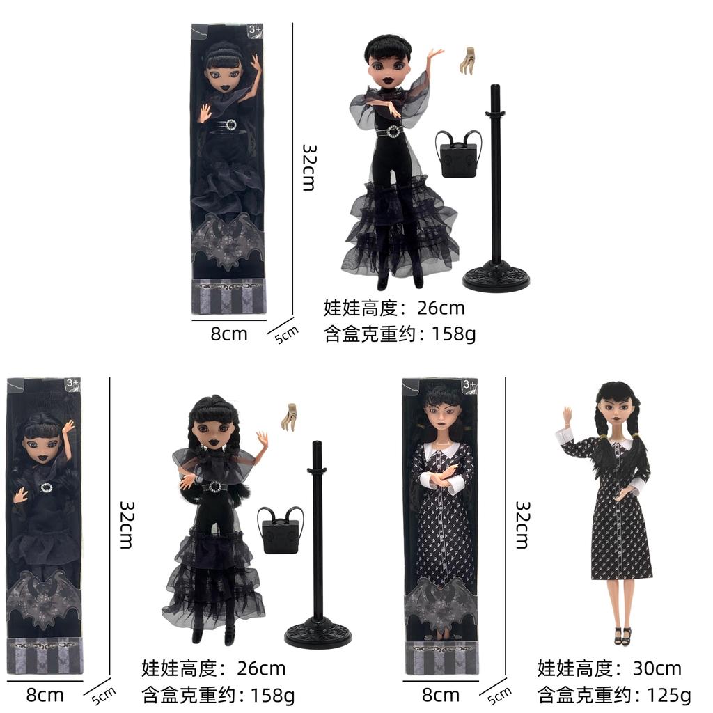 Wednesday Addams 9 Zoll PVC-Puppe mit Schuluniform und dunklem Stil Dekor