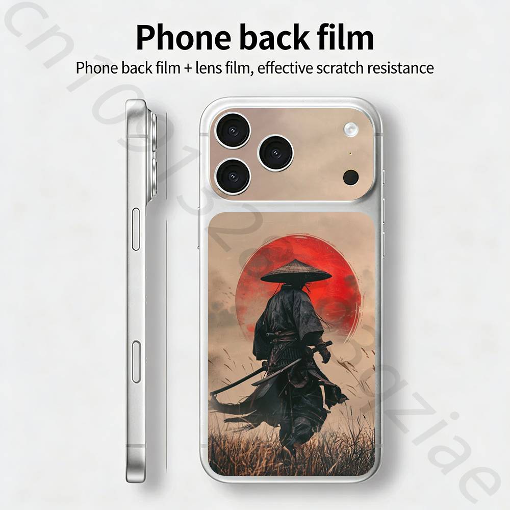 

Японский Бусидо Самурай Для iPhone 17 pro Max /17 pro Полное Покрытие Наклейка Кожаная Обертка 3D Цветная Задняя Защитная Пленка-Наклейка iPhone17promax
