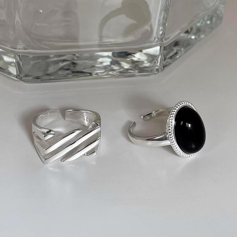 Art Deco Geometric Dark Cold Style Ring Zirconia Inlaid High-end Ins Style Personality Adjustable Fashionable Female Finger Ring