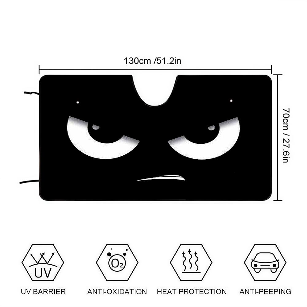 Black Funny E-expressionS Cartoon Car SunShade Personalized Windshield Anti-UV Window Windscreen Cover Shade Auto Visor