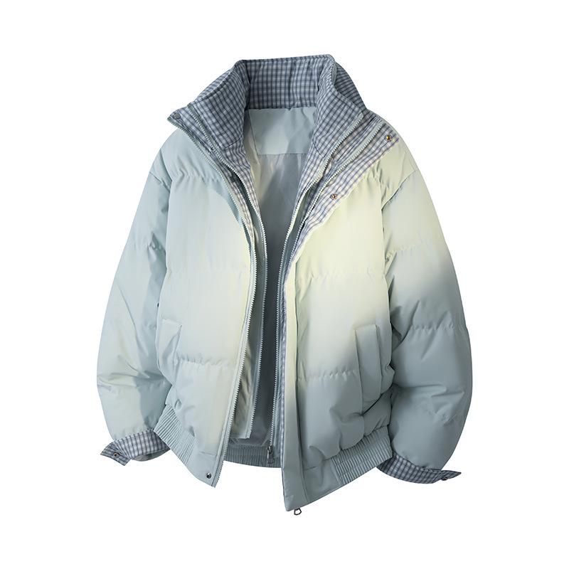 Unisex Winter Plaid Double-Layer Stand Collar Jacket