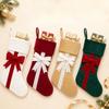 Christmas Stockings Velvet Bow Fireplace Socks Red Green Beige Four-color Christmas Tree Decoration Gift Bag Holiday Fabric