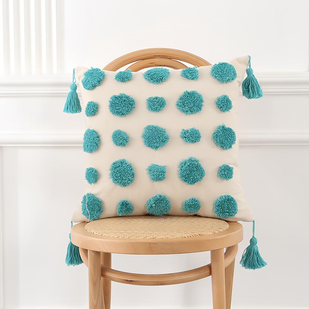 Retro Bohemian Light Luxury Tufted Cushion Pillowcase Sofa Pillow Tassel Pillowcase