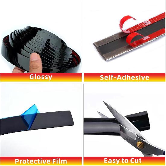 16Ft Glossy Black Automotive Car Exterior And Interior Molding Trim Universal Bumper Window Door Body Side Decorative Strip Scratch-Proof (1 Inch