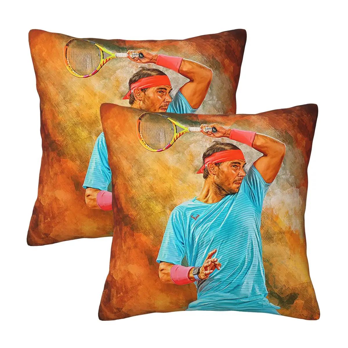 Wallpaper Rafael Nadal 2 Pcs Square Pillowcase Pillow Cover Cushion Zip Decorative Comfort Throw Pillow For Home Car Peach skin 18*18(CM)-2Pcs