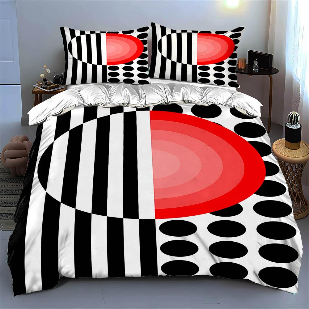 Striped geometric circles Bedding Duvet cover sets Duvet covers Pillowcases gifts (1 * Duvet Cover 2 * Pillowcases, without duvet insert)