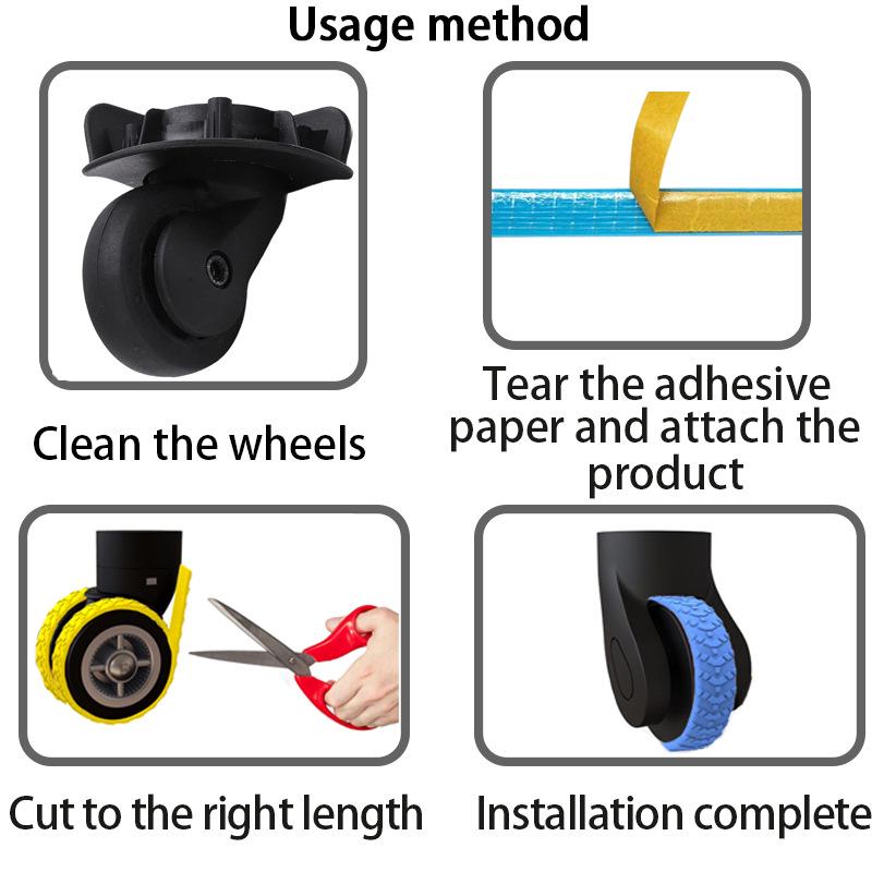 Kesilebilir Sessiz Tekerlek Silikon Koruyucu Kılıf - Valizler ve Sandalyeler İçin Aşınmaya Dayanıklı Ses Azaltma