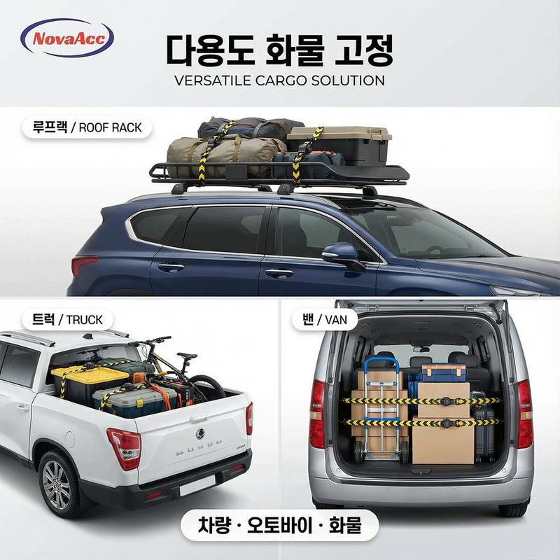 NovaAcc Heavy Duty Cargo Strap Auto Retractable Quick Release Tensioning Band for Truck Cargo Transport Car Motorcycle