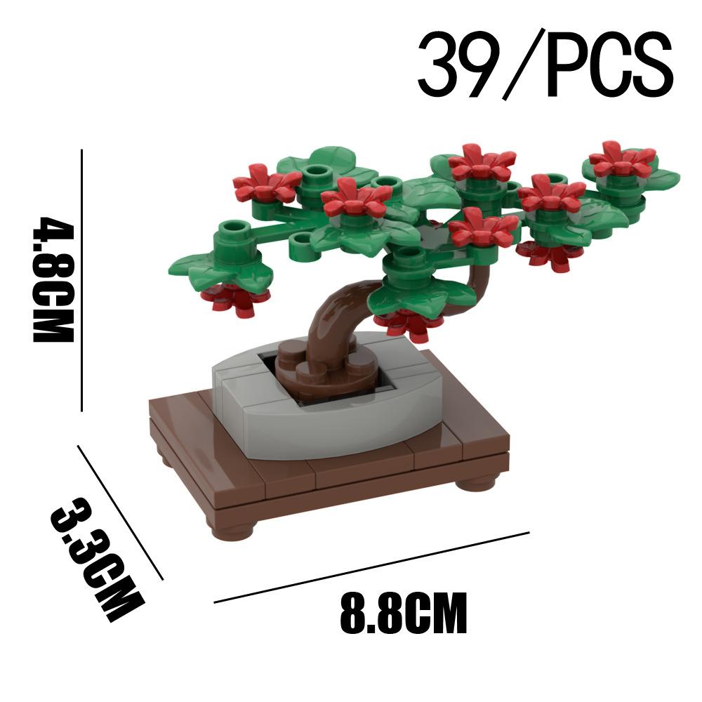 Malé Částice Skládací Stavebnice Květinová Koule Borovice v Květináči Pěti-květý Kytice Doplněk Scény Zahradní Rostlina Ozdoba