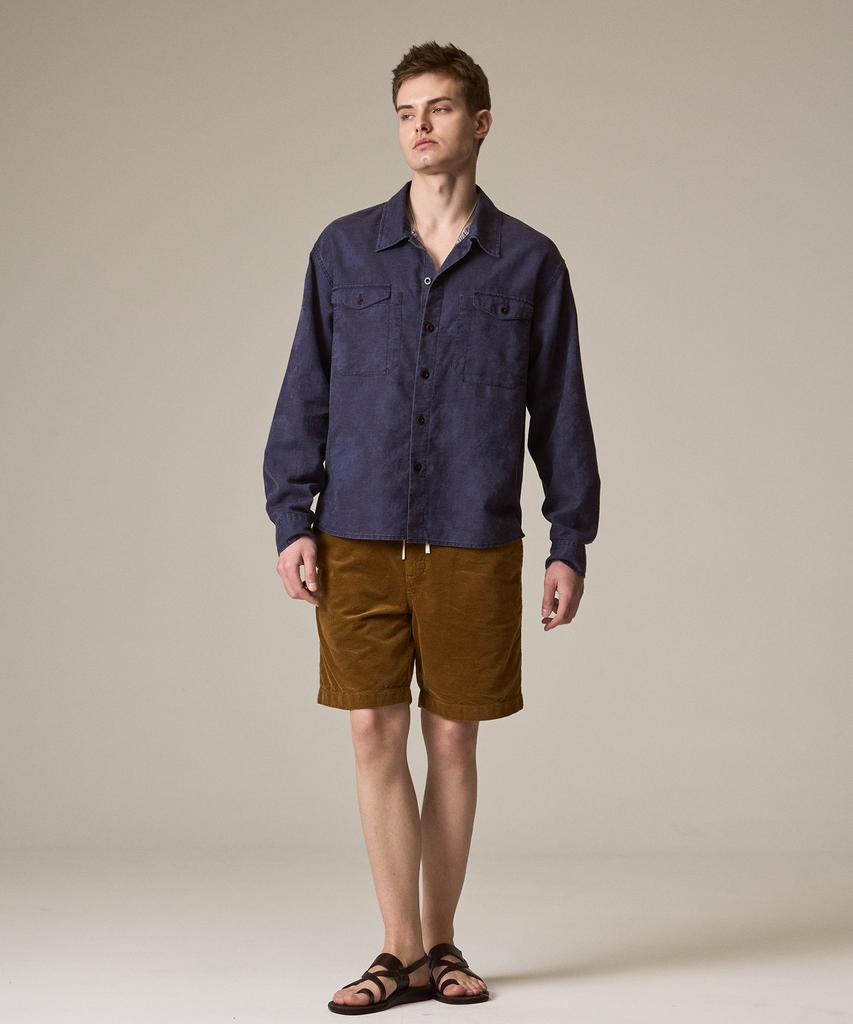 Laijeuaenbillou Garment-Dyed Summer Corduroy Shorts Brown
