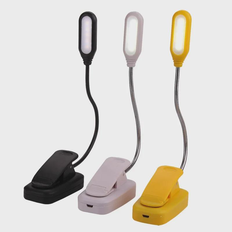 LED Desk Lamp with USB Charging, Eye Protection for Students, Bedside Dormitory Clip-On Reading Light with Adjustable Hose