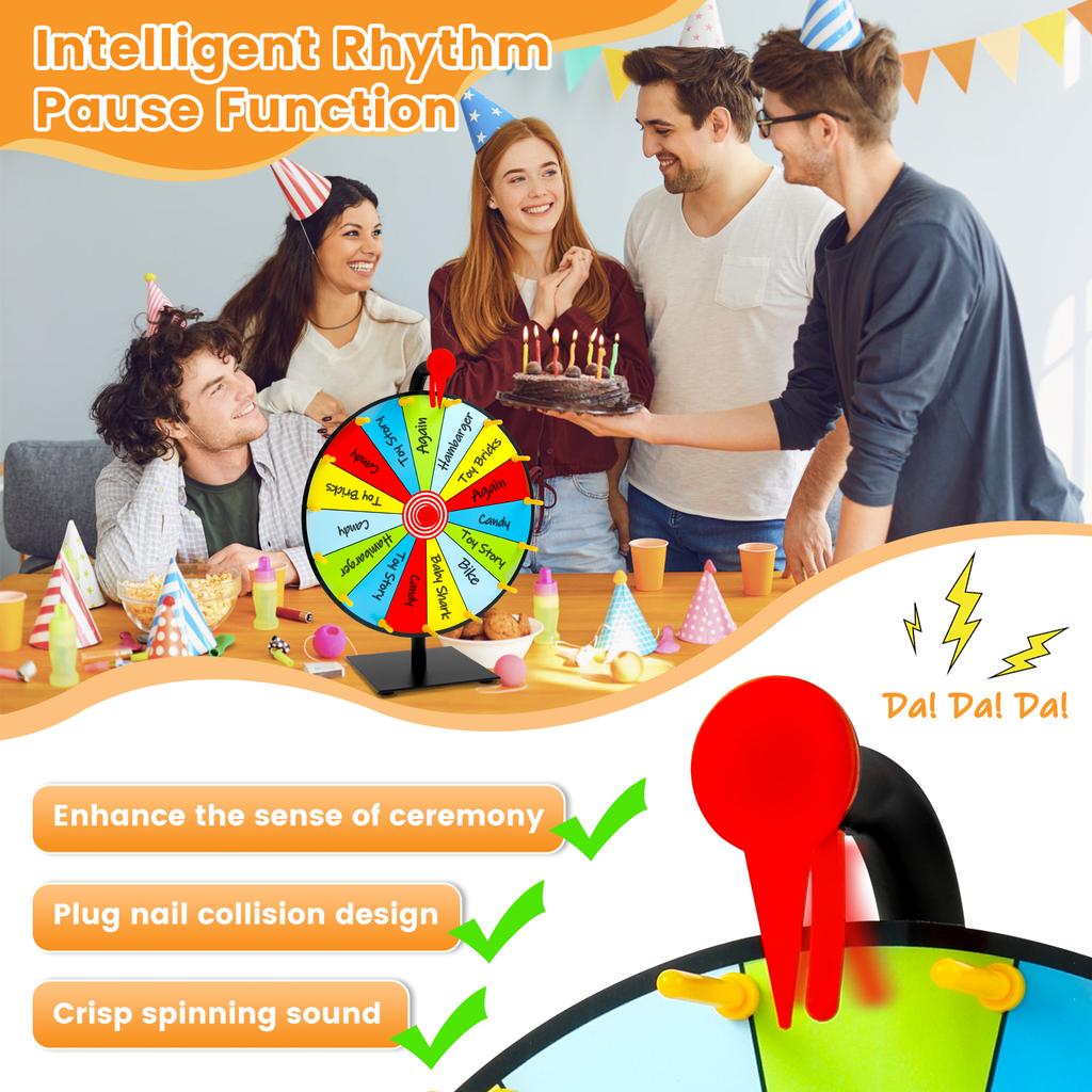 Prize Wheel DIY Interactive Spin Wheel with Board Eraser and Pen Erasable Tabletop Roulette Spinner for Home Show Carnival Party