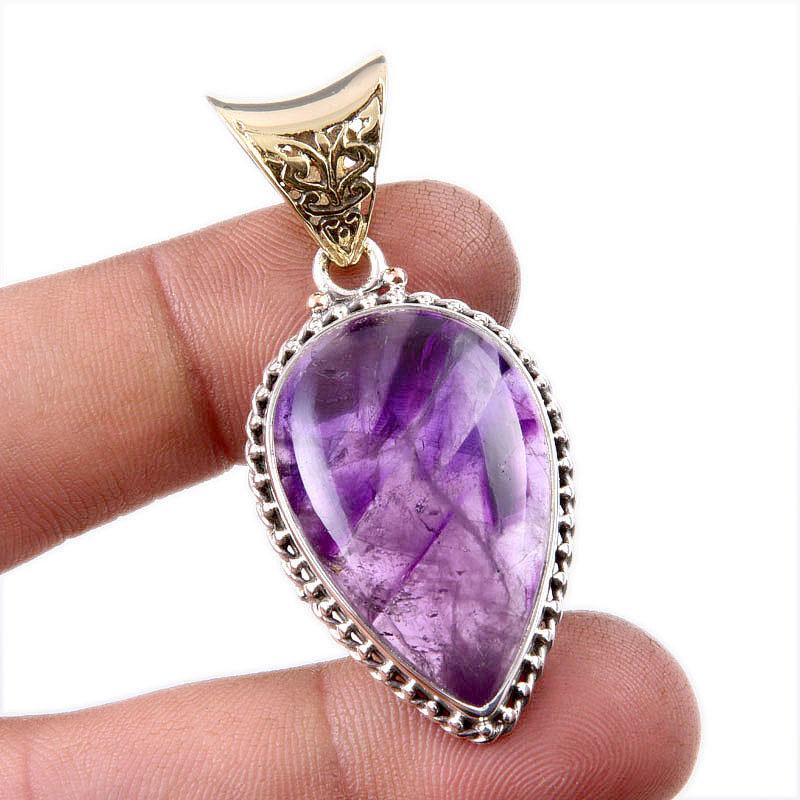 

Natural Cacoxenite Gemstone Handmade 925 Solid Sterling Silver Pendant 2 w5C64