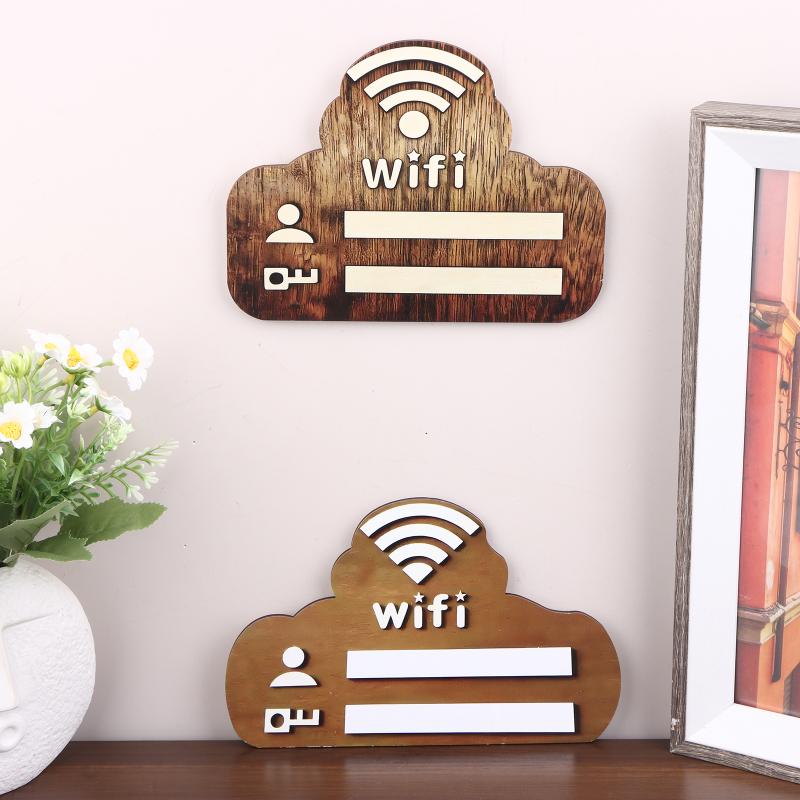 1Pc Rustic Wooden Wifi Password Sign Minimalist Durable Wall-Mounted Wireless Network Indicator Plaque Home Decoration