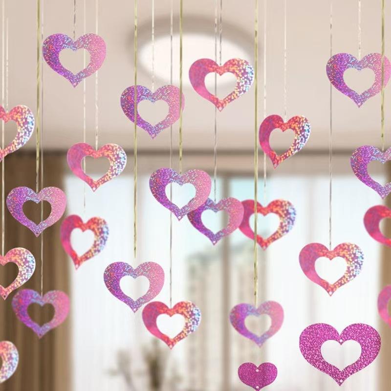 Balloon Pendant Wedding Decoration Birthday Party Bedroom Venue Decoration Heart Shaped Pentagram Rain Silk Sequin Pendant