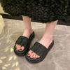 Thick-soled cool slippers women's 2025 new summer wear one-word beach slippers enlarged and widened sandals