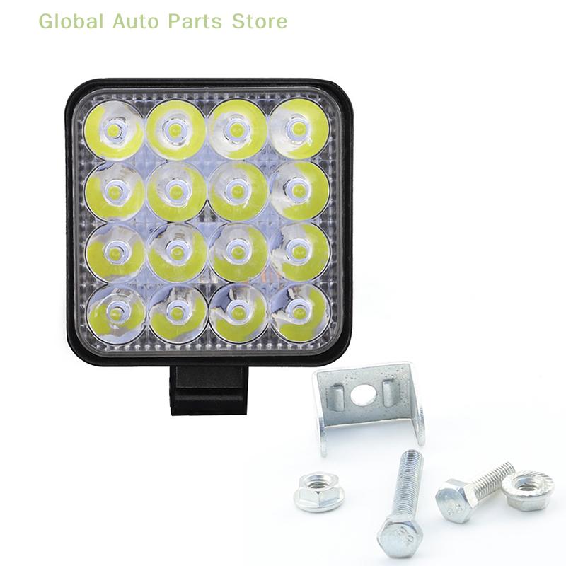 Square 48W LED Work Light 12V 24V Off Road Flood Spot Lamp For Car Truck SUV
