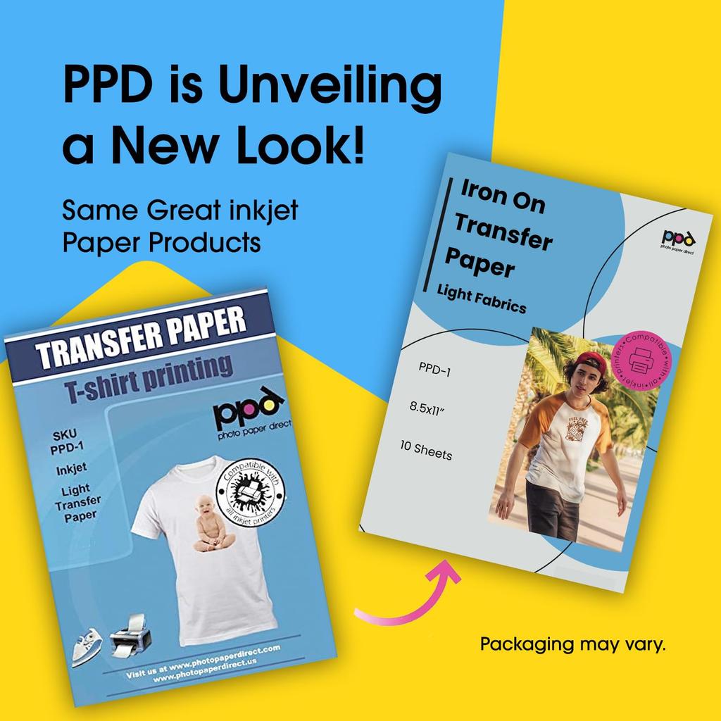 PPD Inkjet Premium Transferpapier Hell und Weiß x 10 Blatt A4 T-Shirt (für Stoffe) PPD-1-10