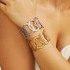 18K Gold Hollow Geometric Oval Stainless Steel Bracelet for Women