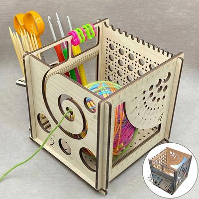 Creative Wooden Yarn Bowl Crochet Organizer Storage Holder Diy Wooden Yarn Dispenser Knitting Bowl For Knitting Crochet Skeins