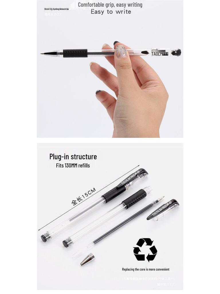 100 Black 0.5mm Water-Based Signature Pens for Office Use - Ballpoint Carbon Writing Pens