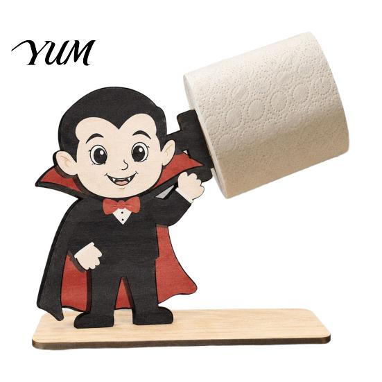 Halloween Party Supplies 2Pcs Paper Towel Holder, Cartoon Animal Tabletop Roll Dispenser, Wooden Stable Wood Tissue Support Stand for Kitchen Bathroom