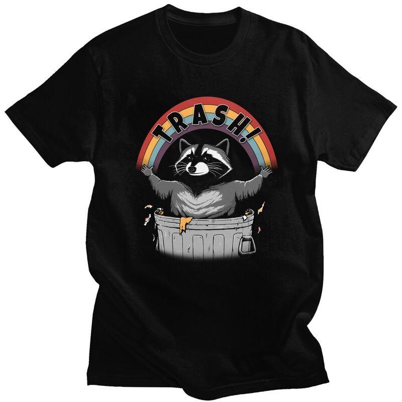 Custom Retro Live Fast Eat Trash Raccoon T Shirts for Men Pure Cotton Tees Racoon Panda Tshirts Short Sleeve Fashion T-shirt ... S разноцветный