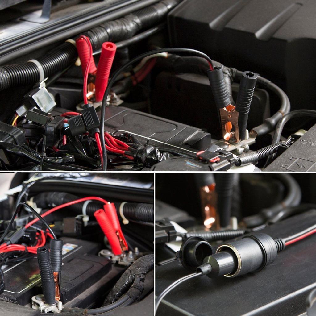 Priză pentru brichetă auto 12V/ 24V la baterie clemă crocodil crocodil cu 3 bucăți siguranțe