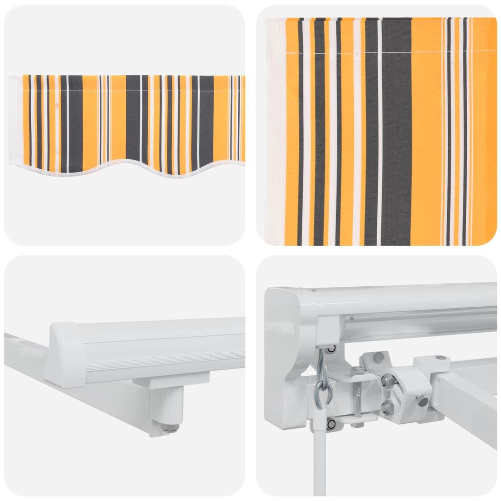 Manual Retractable Awning Yellow Grey and White 5 X 3 M