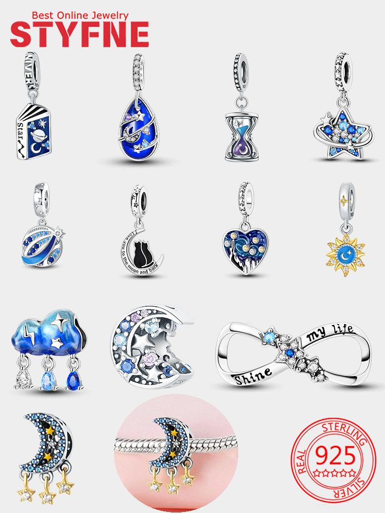 Jewellery Colored Zircon Sun Moon Stars Clouds Starry Sky Charm Bead Charms Copper Bead Charms Pendant Compatible With Do It Yourself Bracelets Women