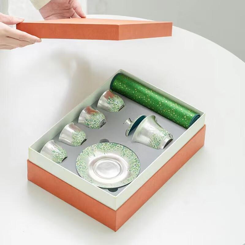 Spring Blossoms Gilt Silver Ceramic Tea Set