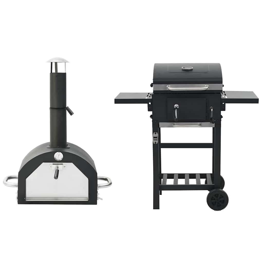 Vidaxl Garten Pizzaofen, Grill, Räucherofen, 3-in-1, Schwarz