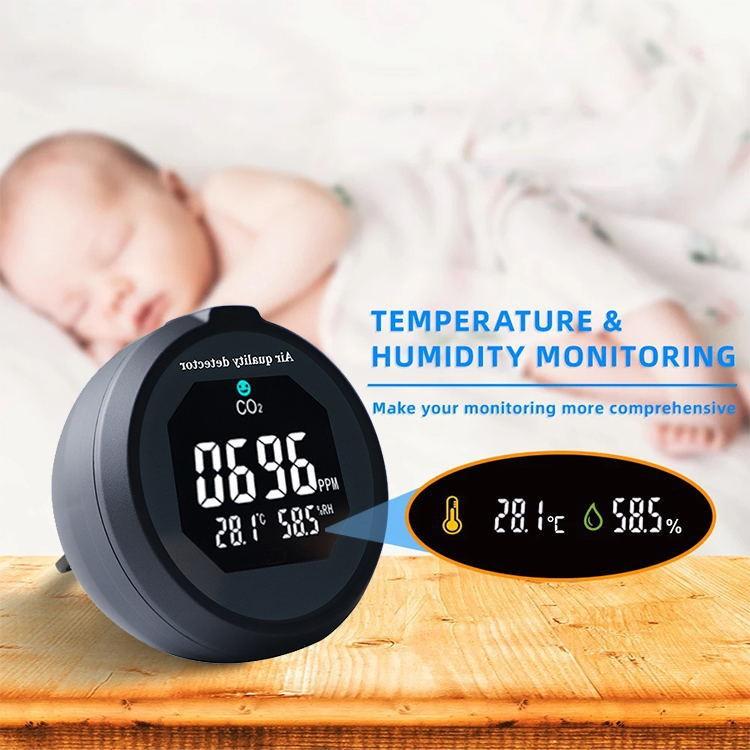 Portable CO2 Tester Air Quality Monitoring NDIR Sensor Data Carbon Dioxide Detection Instrument for Home Environment Assessment with Digital Display