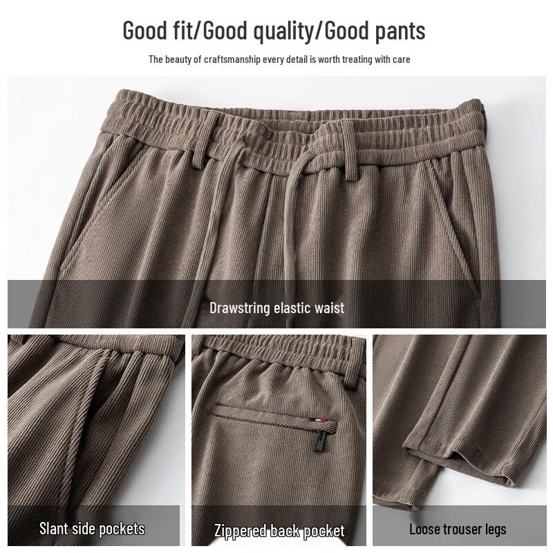 ROMON Men's Straight-Fit Thick Corduroy Casual Pants