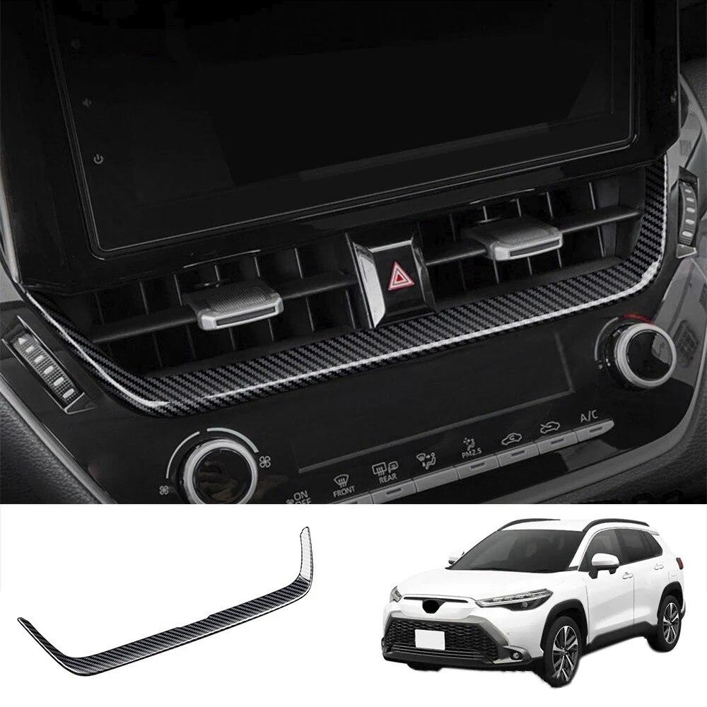 ABS Carbon Fiber Center Console Dashboard Navigation Air Vent Frame Cover Trim for Toyota Corolla Cross  2022