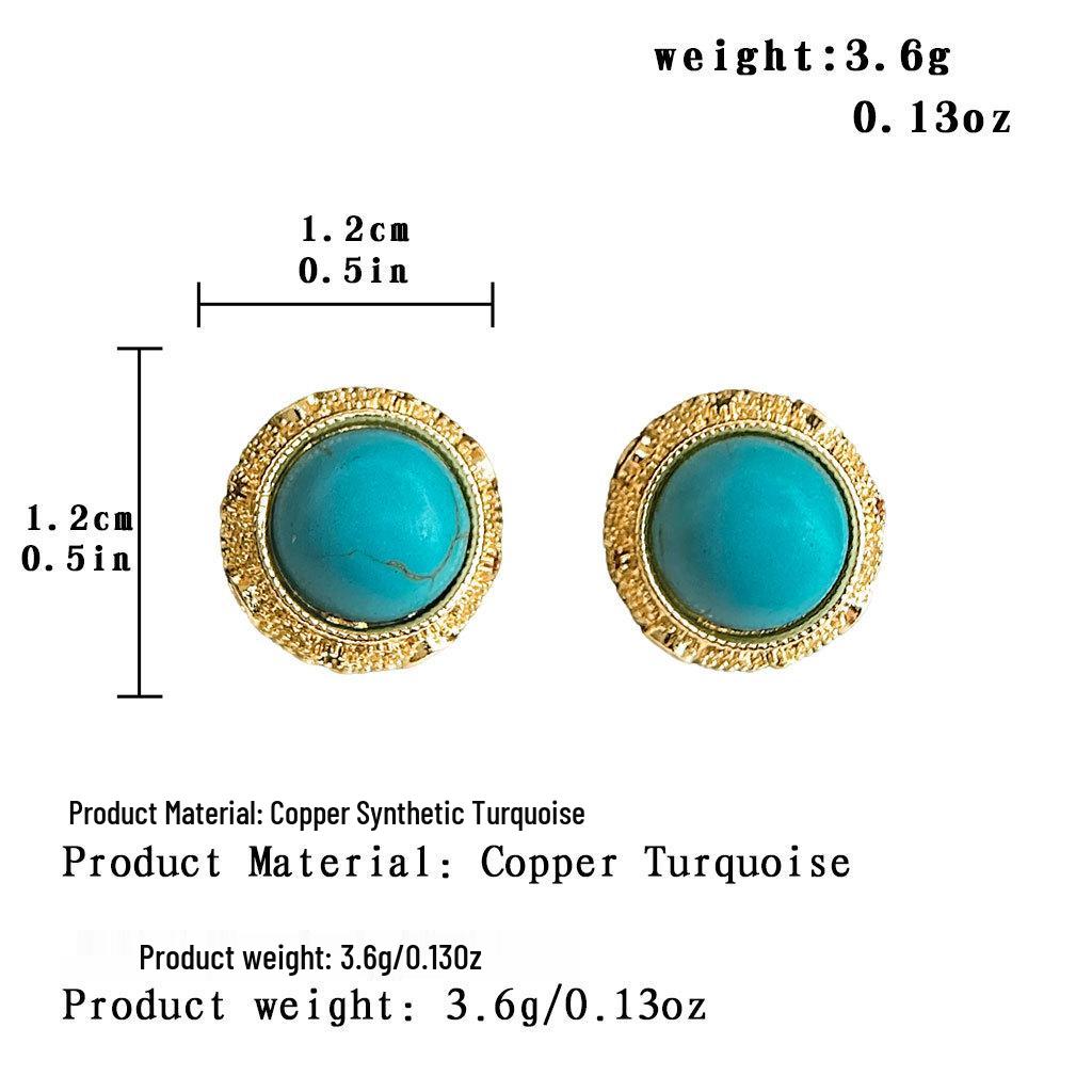 Минималистичные бирюзовые серьги-гвоздики из серебра 925 пробы - Ретро, Высококачественные, Универсальные, Легкая роскошь, Трансграничные украшения