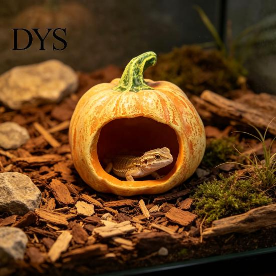 Fish Tank Landscaping Ornament Halloween Pumpkin Aquarium Hideout, Ghost Face Betta Reptile Accessories Hide Cave, Decorative Shrimp Hideaway for