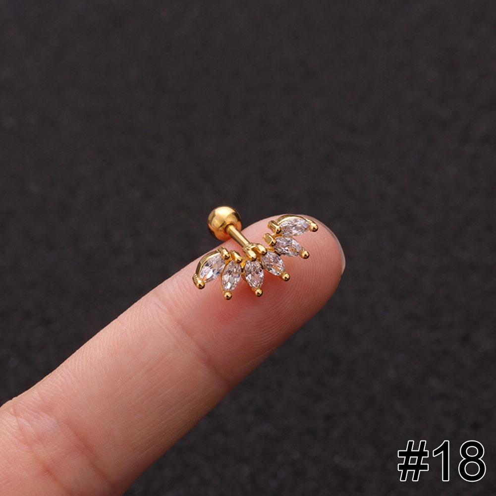 Women Simple Needle Pearl Gold Zircon Crown Stainless Steel Stud Earring Fashion Jewelry Eardrop Earrings