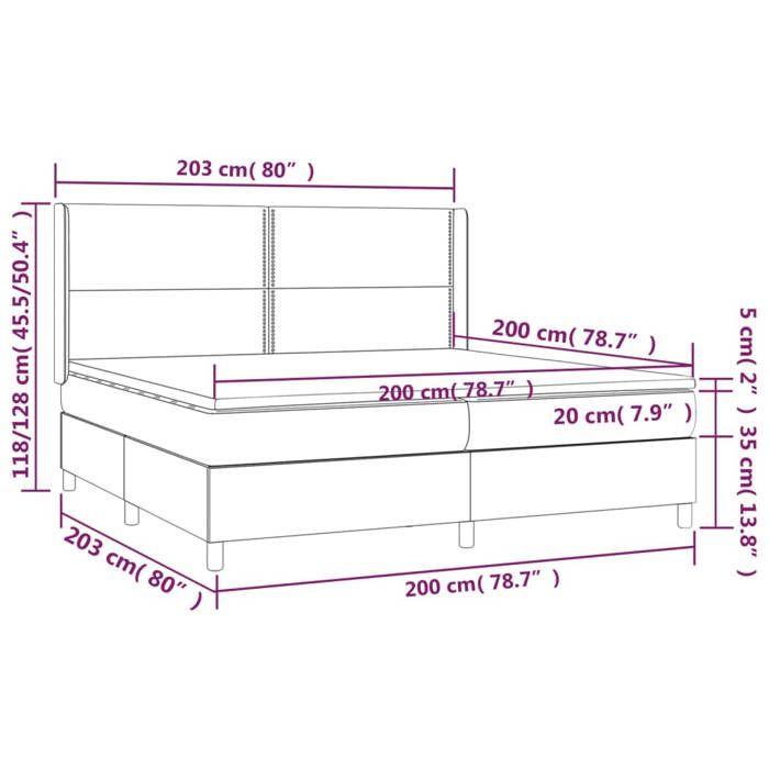VidaXL Sommier à Lattes de Lit avec Matelas et LED, Lit Rembourré avec Tête de Lit, Lit Double, Lit Adulte de Chambre, 3138827