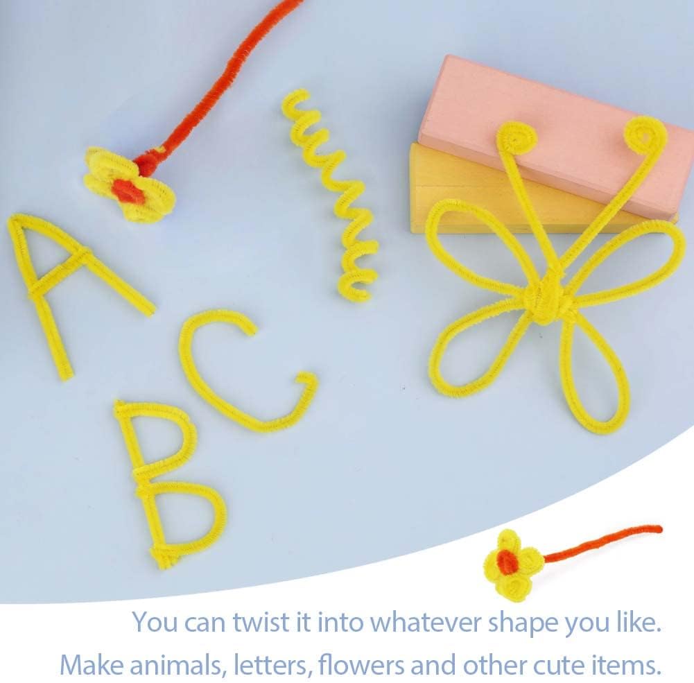100Pcs Yellow Pipe Cleaners, Creative Craft Pipe Cleaners for Festivals DIY Hand Arts, Craft Supplies for Home DIY Handcraft