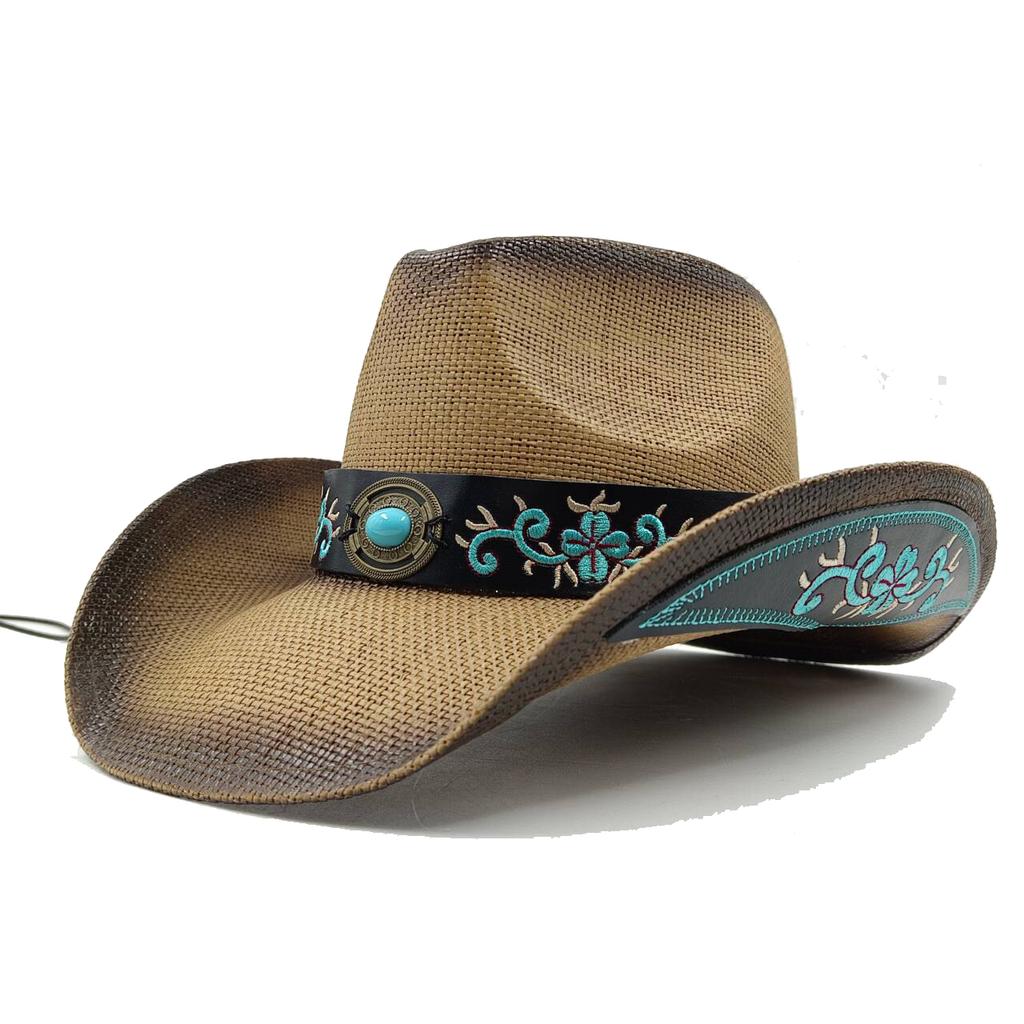 Westlicher Cowboy-Strohhut Bestickter Aufkleber 2026 Niedrigpreis-Ausverkauf Cowboyhut Sonnenhut Frühling/Sommer Breitkrempiger Hut Sombrero