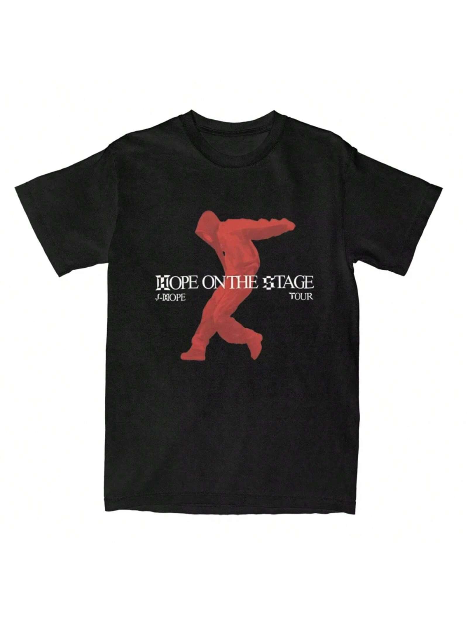 

2025 Kpop J-Hope Hope On The Stage Тур Футболка Летняя Y2K Футболка Хлопок Крутая Футболка Для Мужчин Женщин Одежда с Коротким Рукавом XXXXXL чёрный