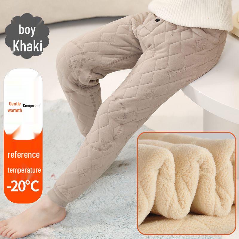 7012 Kids' High-Waisted Thermal Pants - Unisex Cotton, Winter-Ready, Thick, Warm, Cold Resistant to -20°C.
