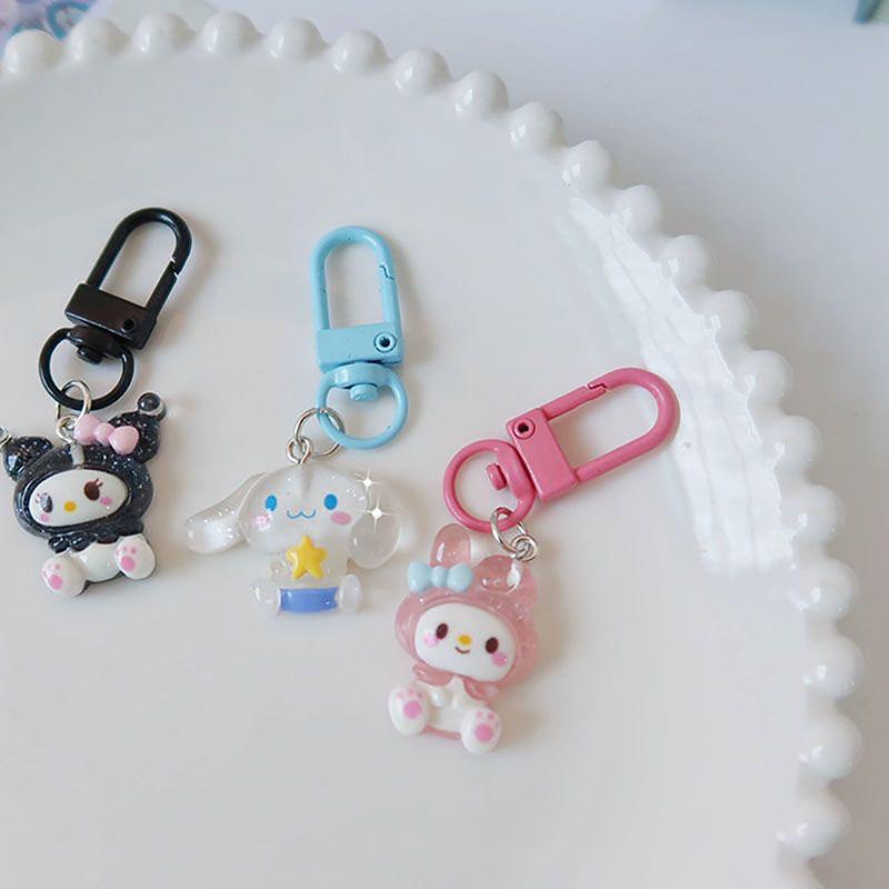 Sanrio Anime My Melody Bag Keychain Cartoon Cinnamonroll Cute Car Keyring Portable Pendant Decoration Accessories
