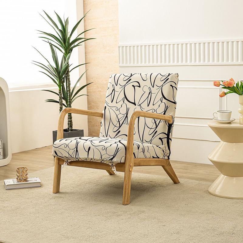 Home Decor Armchair Slipcover Elastic Chair Cover Zipper Stretch Wooden Arm Chair Cover Protector Removable Seat Cover