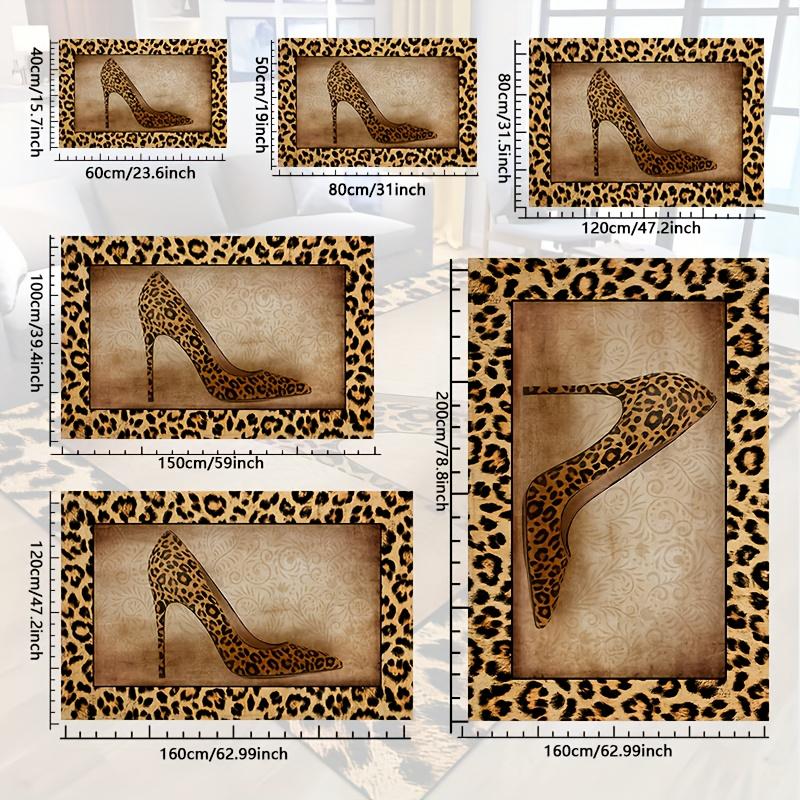 Leopard Print Mat 1pc Machine Washable Soft Rug for Living Room Bedroom Nursery Entrance Outdoor Terrace Garden Carpet