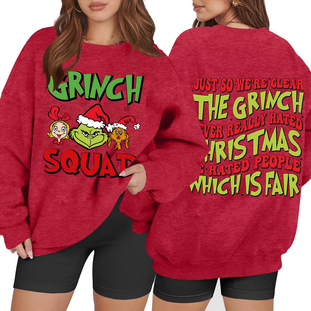 Women's Casual Fashion Long Sleeve Christmas Printed Round Neck Sweatshirt Top