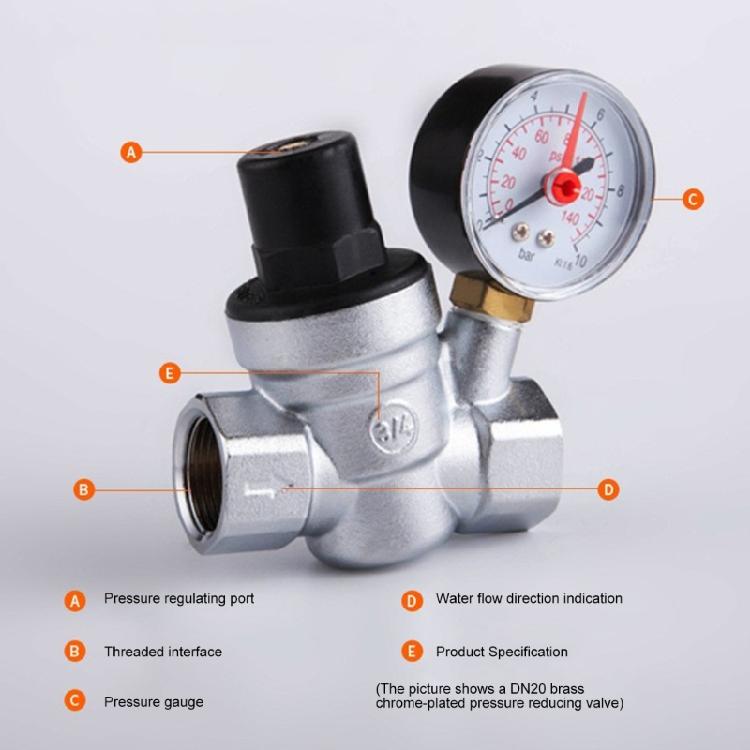 Sturdy Brass Pressure Maintaining Valves DN15 DN20 Tap Water Regulator With Gauge for Industrials Home Daily Use